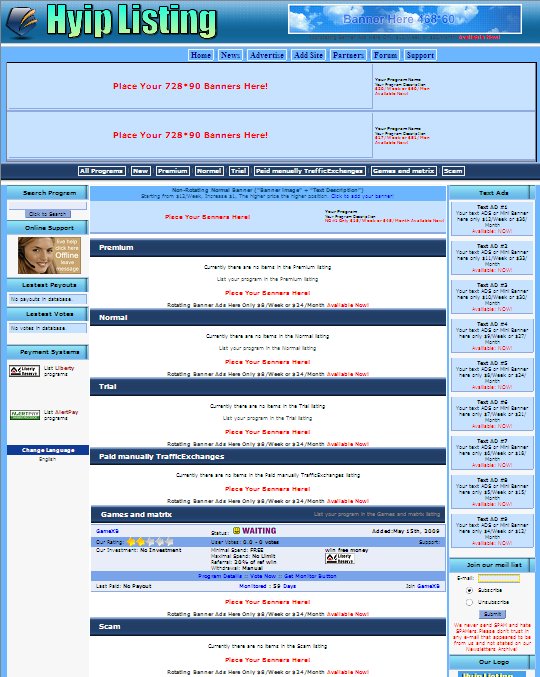 HYIP Listing Pro - New HYIP-Auto Surf Monitoring Script